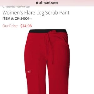 Cherokee core stretch red scrub bottoms, NWT!